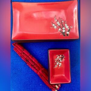 Red Floral Sushi Set for 4